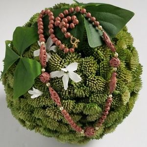 Antique hand carved clay terracotta bead necklace